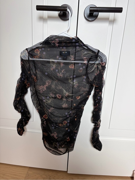 Maeve Tops - MAEVE Black Floral sheer Long Sleeve Top